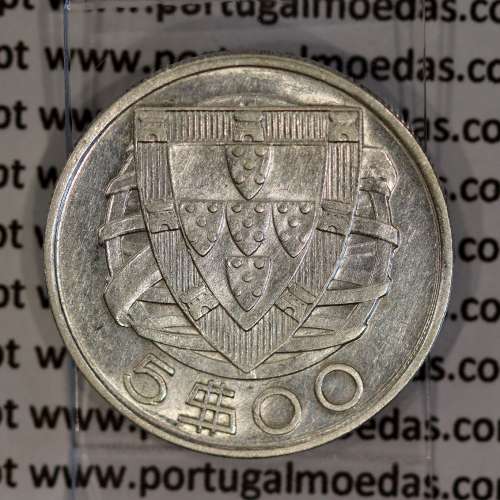 5$00 1933 Prata, 5 escudos 1933, cinco Escudos prata 1933 da República Portuguesa, (MBC+/Bela-), World Coins Portugal KM 581