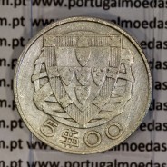 Silver coin 5 Escudos 1937 of Portugal, 5$00 Escudos 1937 silver of the Portuguese Republic, (F+/VF), World Coins Portugal KM581