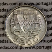 Silver coin 5 Escudos 1946 of Portugal, 5$00 Escudos 1946 silver of the Portuguese Republic, (VF), World Coins Portugal KM 581