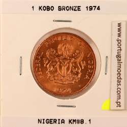 Nigéria 1 Kobo 1974 Cobre, (Unc), World Coins Nigeria KM 8.1