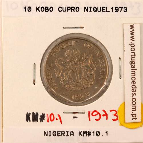 Nigéria 10 Kobo 1973 Copper-nickel, (VF), World Coins Nigeria KM 10.1