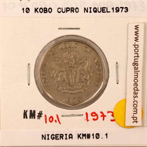 Nigéria 10 kobo 1973 Cupro Niquel, (MBC), World Coins Nigeria KM 10.1