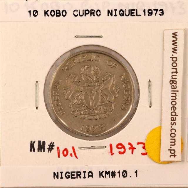 Nigéria 10 kobo 1973 Cupro Niquel, (MBC), World Coins Nigeria KM 10.1