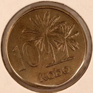 Nigéria 10 Kobo 1973 Copper-nickel, (VF), World Coins Nigeria KM 10.1