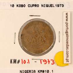 Nigéria 10 Kobo 1973 Copper-nickel, (VF), World Coins Nigeria KM 10.1