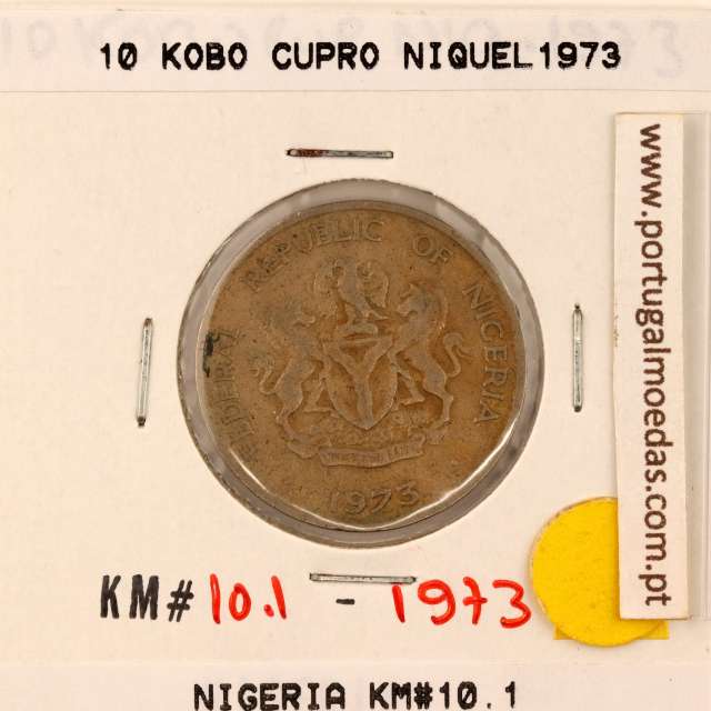Nigéria 10 Kobo 1973 Copper-nickel, (VF), World Coins Nigeria KM 10.1