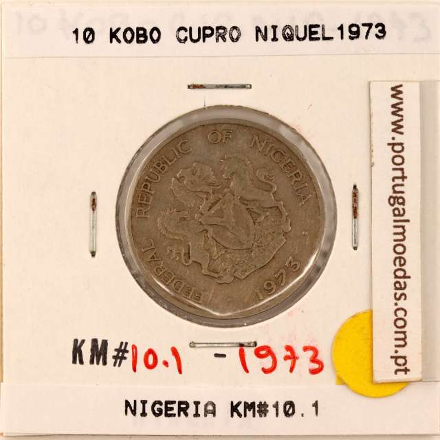 Nigéria 10 kobo 1973 Cupro Niquel, (MBC), World Coins Nigeria KM 10.1