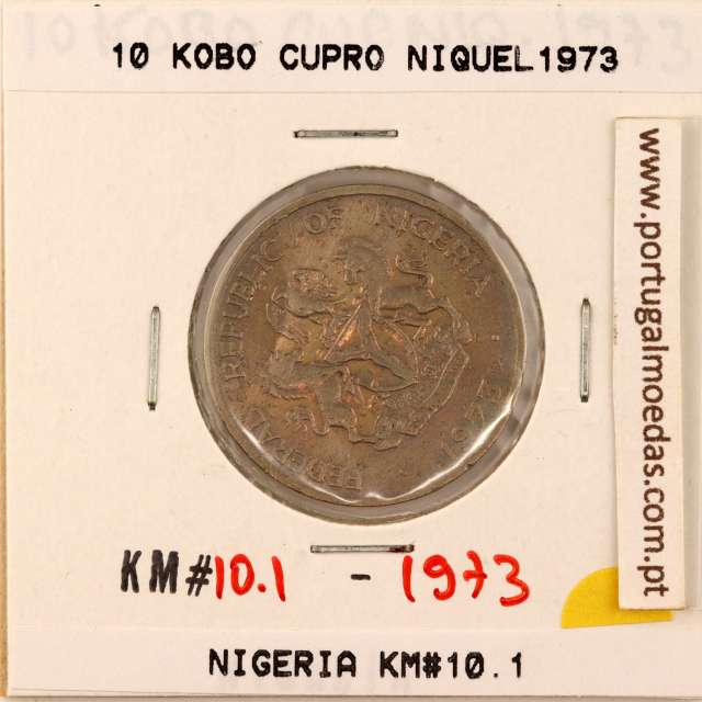 Nigéria 10 kobo 1973 Cupro Niquel, (MBC), World Coins Nigeria KM 10.1