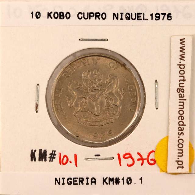 Nigéria 10 kobo 1976 Cupro Niquel, (Bela), World Coins Nigeria KM 10.1