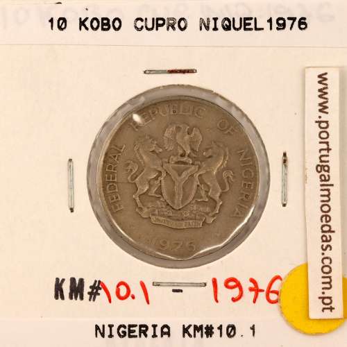 Nigéria 10 kobo 1976 Cupro Niquel, (MBC), World Coins Nigeria KM 10.1