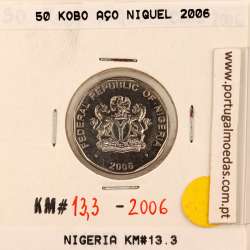 Nigéria 50 kobo 2006 Aço Niquel, (Soberba), World Coins Nigeria KM 13.3