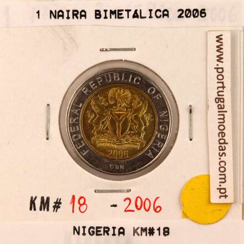 Nigéria 1 Naira 2006 Bimetálica, (Soberba), World Coins Nigeria KM 18