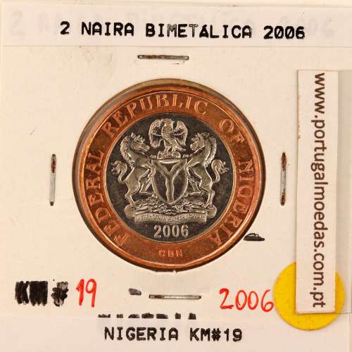 Nigéria 2 Naira 2006 Bimetálica, (Soberba), World Coins Nigeria KM 19