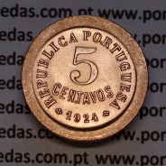 5 Centavos 1924 Bronze, cinco centavos 1924 ($05) Republica Portuguesa, (Soberba), World Coins Portugal KM 572