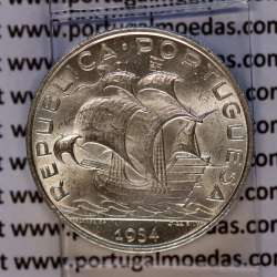Portugal, silver coin of 5 Escudos 1934, 5$00 1934 silver coin of the Portuguese Republic, (UNC), World Coins Portugal KM 581
