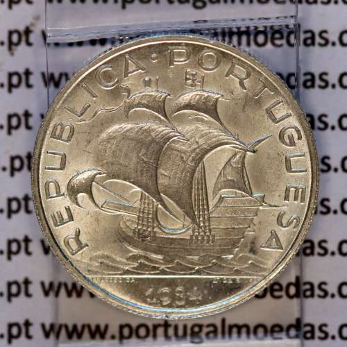 5 escudos 1934 prata, 5$00 escudos 1934 prata da República Portuguesa, (Soberba), World Coins Portugal KM 581