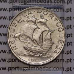 Portugal, silver coin of 5 Escudos 1934, 5$00 1934 silver coin of the Portuguese Republic, (UNC), World Coins Portugal KM 581
