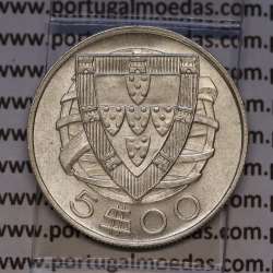 Portugal, silver coin of 5 Escudos 1934, 5$00 1934 silver coin of the Portuguese Republic, (UNC), World Coins Portugal KM 581