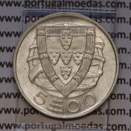 Portugal, silver coin of 5 Escudos 1934, 5$00 1934 silver coin of the Portuguese Republic, (UNC), World Coins Portugal KM 581