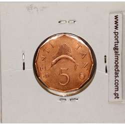 Tanzânia 5 senti 1966 Bronze, (Bela/Soberba), World Coins Tanzania KM 1