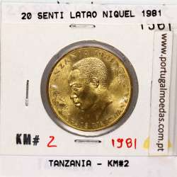 Tanzânia 20 senti 1981 Latão-Niquel, (Soberba), World Coins Tanzania KM 2