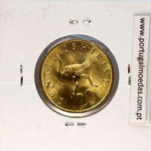 Tanzânia 20 senti 1981 Latão-Níquel, (Soberba), World Coins Tanzania KM 2