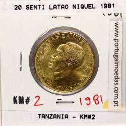 Tanzânia 20 senti 1981 Latão-Níquel, (Soberba), World Coins Tanzania KM 2