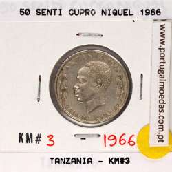 Tanzania 50 senti 1966 Copper-nickel, (XF), World Coins Tanzania KM 3