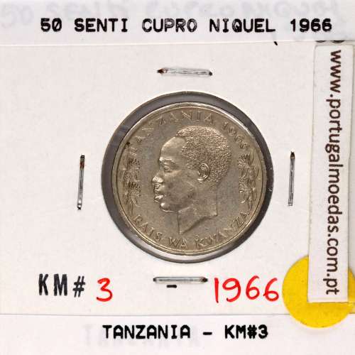 Tanzânia 50 senti 1966 Cupro-Níquel, (MBC), World Coins Tanzania KM 3