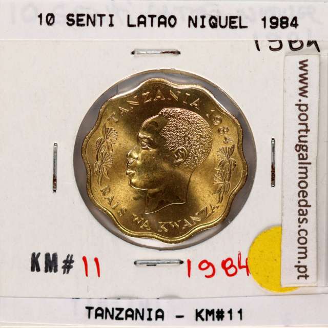 Tanzânia 10 senti 1984 Nickel brass, (UNC), World Coins Tanzania KM 11