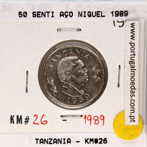 Tanzânia 50 senti 1989 Aço Níquel, (Soberba), World Coins Tanzania KM 26