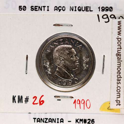 Tanzânia 50 senti 1990 Aço Níquel, (Soberba), World Coins Tanzania KM 26