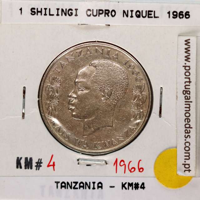 Tanzânia 1 Shilingi 1966 Cupro-Níquel, (MBC+), World Coins Tanzania KM 4