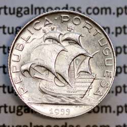 Silver coin of 2-1/2 Escudos 1933, 2$50 Escudos 1933 silver Portuguese Republic, (XF+), World Coins Portugal KM 580