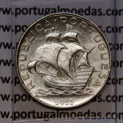 Silver coin of 2-1/2 Escudos 1933, 2$50 Escudos 1933 silver Portuguese Republic, (AU/UNC), World Coins Portugal KM 580