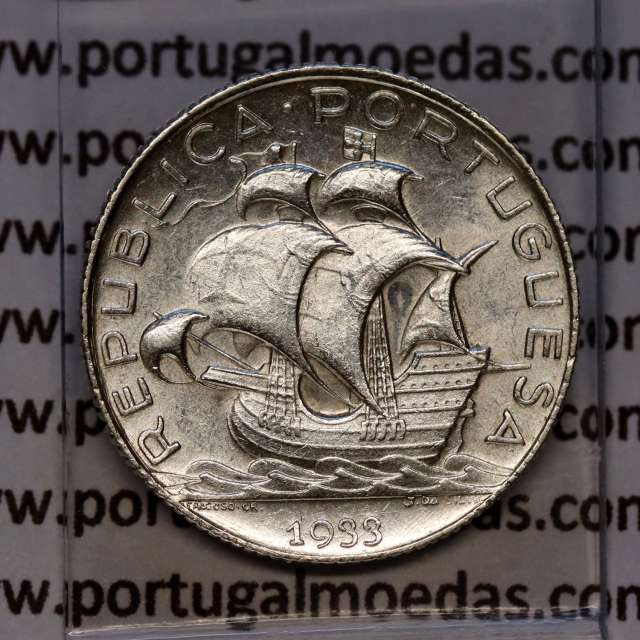Silver coin of 2-1/2 Escudos 1933, 2$50 Escudos 1933 silver Portuguese Republic, (AU/UNC), World Coins Portugal KM 580
