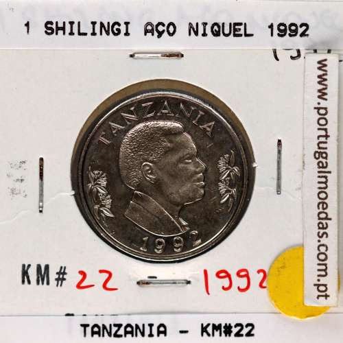 Tanzânia 1 shilingi 1992 Aço Níquel,  World Coins Tanzania KM#22
