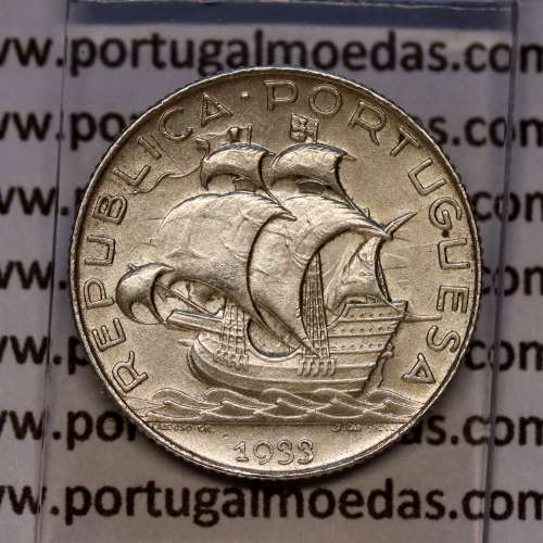 2$50 Escudos 1933 prata, 2 escudos e 50 centavos 1933 em prata da Republica Portuguesa, (Bela), World Coins Portugal KM 580