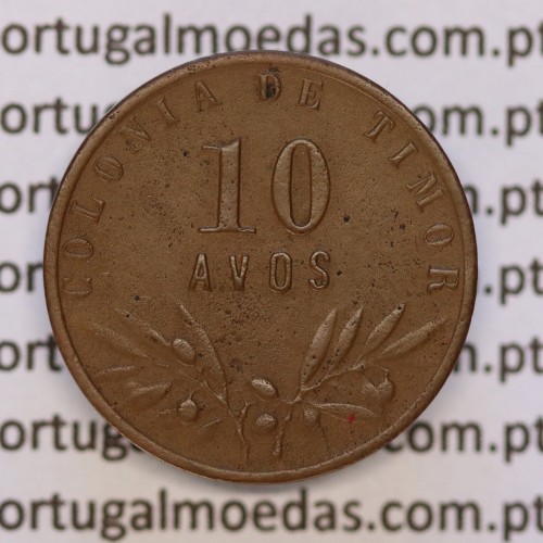 coin 10 Avos 1945 Bronze of Timor, Former Portuguese colony, (VF+), World Coins Timor KM 5