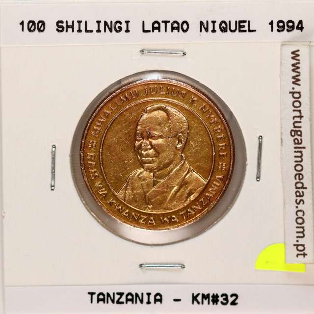 Tanzânia 100 shilingi 1994 Aço Latão, (MBC), World Coins Tanzania KM 32