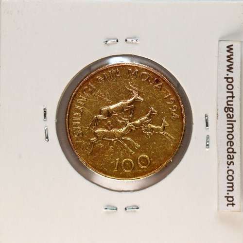 Tanzânia 100 shilingi 1994 Aço Latão, (MBC), World Coins Tanzania KM 32