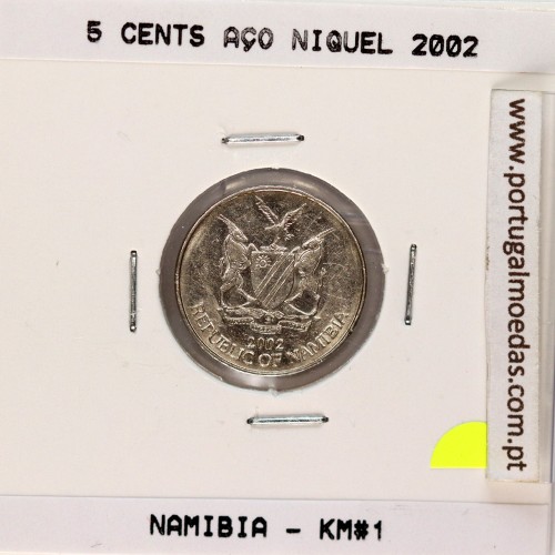 Namibia 5 cents 2002 Nickel plated steel, (UNC), World Coins Namibia KM 1