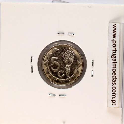 Namíbia 5 cents 2002 Aço Níquel, (Soberba), World Coins Namibia KM 1