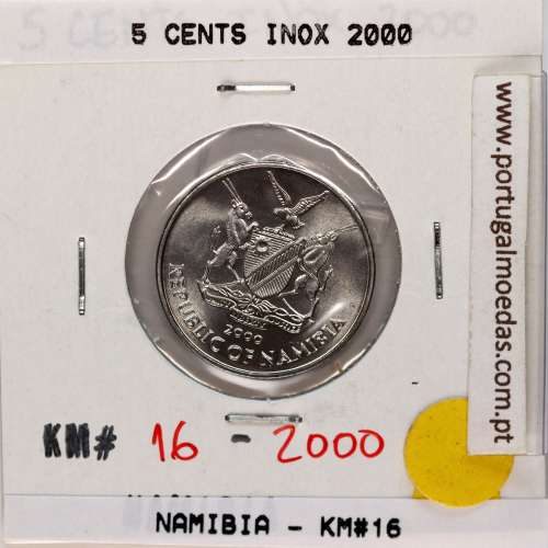 Namíbia 5 cents 2000 Inox, (Soberba), World Coins Namibia KM 16