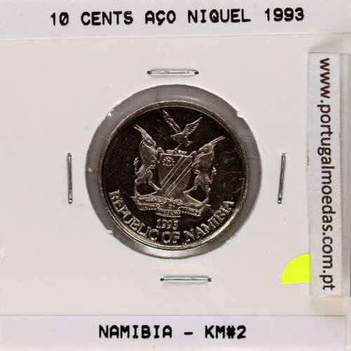 Namibia 10 cents 1993 Nickel plated steel, (UNC), World Coins Namibia KM 2