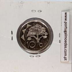 Namíbia 10 cents 1993 Aço Níquel, (Bela), World Coins Namibia KM 2