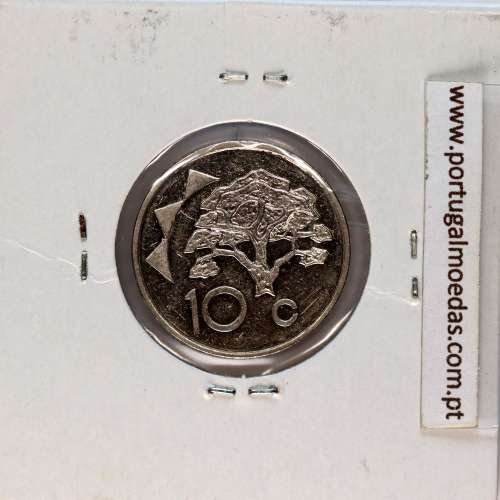 Namíbia 10 cents 1993 Aço Níquel, (Bela), World Coins Namibia KM 2