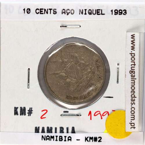 Namibia 10 cents 1993 Nickel plated steel, (VF), World Coins Namibia KM 2