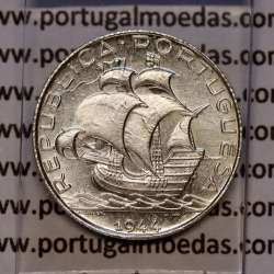 Silver coin of 2-1/2 Escudos 1944, 2$50 Escudos 1944 silver Portuguese Republic, (UNC), World Coins Portugal KM 580