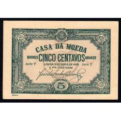 Cédula Oficial Casa da Moeda - 5 Centavos 1918 (Não Circulada)